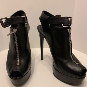 Sergio Rossi Leather Platform Bootie Heel 38.5